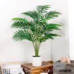 Der Rose 28'' Artificial Palm Tree Tall Fake Tropical Faux Trees Indoor and Outdoor for Home Bathroom Porch Outside Patio Decor (White Pot) - Image 5
