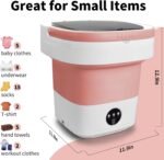 Portable Mini Washing Machine, 16L Foldable Washer and Dryer with 3 Modes Deep Cleaning, Upgraded Small Collapsible Laundry for Hotel, Apartment, Home and Travel - Pink - Image 3
