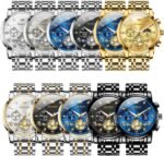 OLEVS Men Silver Watches,Men's Stainless Steel Chronograph Watch,Man Analog Quartz Big Face Male Watches Luxury Waterproof Roman Numeral Dress Diamond Relojes para Hombre - Image 6