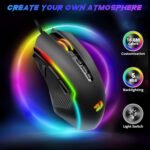 Redragon Gaming Mouse, Wired Gaming Mouse with RGB Backlit, 8000 DPI Adjustable, Mouse with 9 Programmable Macro Buttons & Fire Button, Software Supports DIY Keybinds, M910-K - Image 3