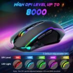 Redragon Gaming Mouse, Wired Gaming Mouse with RGB Backlit, 8000 DPI Adjustable, Mouse with 9 Programmable Macro Buttons & Fire Button, Software Supports DIY Keybinds, M910-K - Image 4