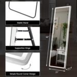 64"x21" Full Length Mirror with LED Lights, Lighted Full Body Mirrors, Aluminum Frame Mirror with Dimming & 3 Color Lighting, Hanging Mounted Mirrors for Bedroom Dressing Room Cloakroom - Image 3