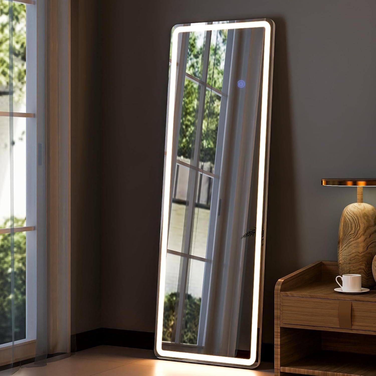 64"x21" Full Length Mirror with LED Lights, Lighted Full Body Mirrors, Aluminum Frame Mirror with Dimming & 3 Color Lighting, Hanging Mounted Mirrors for Bedroom Dressing Room Cloakroom - Image 4