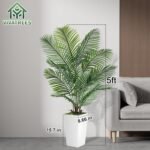 Palm Tree 5FT Artificial, 60in Tall Faux Palm Tree with 15.7 White Planter, Fake Potted Tree for Indoor & Outdoor Home Office Decor - Image 3