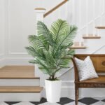 Palm Tree 5FT Artificial, 60in Tall Faux Palm Tree with 15.7 White Planter, Fake Potted Tree for Indoor & Outdoor Home Office Decor - Image 7