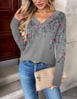 Zeagoo Women Long Sleeve Tops Dressy Casual V Neck Tshirts Basics Tee 2025 Fall Trendy Clothes S-2XL - Image 3