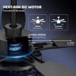 52 Inch Ceiling Fans with Lights and Remote Control, Farmhouse Ceiling Fan with LED Lighting for Bedroom Living Room and Patio, Black Caged Ceiling Fan for Indoor and Outdoor(NO Bulbs) - Image 5