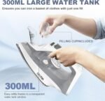 OSTBA 1600W Steam Iron for Clothes with Rapid Heating Nonstick Soleplate, Precise Thermostat Dial, Self-Cleaning, Anti-limescale, Drip Stop Function, 300ml Water Tank Clothes Iron - Image 7