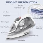 OSTBA 1600W Steam Iron for Clothes with Rapid Heating Nonstick Soleplate, Precise Thermostat Dial, Self-Cleaning, Anti-limescale, Drip Stop Function, 300ml Water Tank Clothes Iron - Image 9