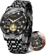 OLEVS Men Silver Watches,Men's Stainless Steel Chronograph Watch,Man Analog Quartz Big Face Male Watches Luxury Waterproof Roman Numeral Dress Diamond Relojes para Hombre - Image 2