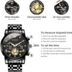 OLEVS Men Silver Watches,Men's Stainless Steel Chronograph Watch,Man Analog Quartz Big Face Male Watches Luxury Waterproof Roman Numeral Dress Diamond Relojes para Hombre - Image 4
