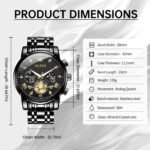 OLEVS Men Silver Watches,Men's Stainless Steel Chronograph Watch,Man Analog Quartz Big Face Male Watches Luxury Waterproof Roman Numeral Dress Diamond Relojes para Hombre - Image 5