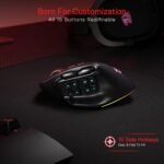 Redragon M811 PRO Wireless MMO Gaming Mouse, 15 Programmable Buttons RGB Gamer Mouse w/Ergonomic Natural Grip Build, 10 Side Macro Keys, Software Supports DIY Keybinds & Backlit - Image 5