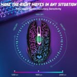 Wireless Gaming Mouse, Rechargeable Wireless Computer Mouse, 7-Color LED Light, Ergonomic Mouse with 6 Silent Click Buttons, 3 Adjustable 2400 DPI Wireless Mouse for Laptop,PC,Mac, Black - Image 4