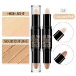 MAEPEOR 2-IN-1 Contour Highlighter Stick Cream Blendable Dual Contour Highlight Stick Long Lasting Waterproof Face Brighten Shaping Pen (02 Lotus Root Pink & Light Brown) - Image 3