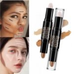 MAEPEOR 2-IN-1 Contour Highlighter Stick Cream Blendable Dual Contour Highlight Stick Long Lasting Waterproof Face Brighten Shaping Pen (02 Lotus Root Pink & Light Brown) - Image 6
