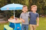 Little Tikes Easy Store Jr. Picnic Table with Umbrella - Blue / Green - Image 5