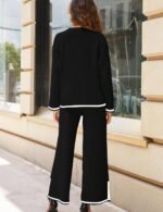 Tanming Women's 2 Piece Outfits Long Sleeve Knit Sweater Top Wide Leg Pants Lounge Sets Tracksuits - Image 5