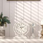 White Vintage Table Clock with Bird, European Retro Style Mantel Clocks, Desk and Shelf Decor Clock, for Living Room, Farmhouse, Bedside, Bedroom, Gift (7.9" H x 6.3" W) - Image 5