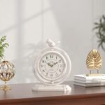 White Vintage Table Clock with Bird, European Retro Style Mantel Clocks, Desk and Shelf Decor Clock, for Living Room, Farmhouse, Bedside, Bedroom, Gift (7.9" H x 6.3" W) - Image 7