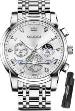 OLEVS Men Silver Watches,Men's Stainless Steel Chronograph Watch,Man Analog Quartz Big Face Male Watches Luxury Waterproof Roman Numeral Dress Diamond Relojes para Hombre - Image 2