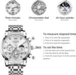 OLEVS Men Silver Watches,Men's Stainless Steel Chronograph Watch,Man Analog Quartz Big Face Male Watches Luxury Waterproof Roman Numeral Dress Diamond Relojes para Hombre - Image 5
