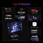 ASUS ROG Strix 27” 4K HDR400 USB-C Gaming Monitor(XG27UCS)–UHD (3840 x 2160), 160Hz, 1ms, Fast IPS,130% sRGB,Extreme Low Motion Blur Sync, G-Sync Compatible, DisplayWidget, Tripod socket, 3yr warranty - Image 5