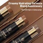 FV Cream Contour and Highlighter Stick - Highly Pigmented & Blendable for a Sculpted, Natural Glow | Waterproof & Long-Lasting Finish | Perfect for On-The-Go Makeup, 04 Light Amber & 03 Champagne - Image 5