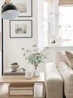 Artificial Eucalyptus Stems in Glass Vase with Faux Water, 13.5” Fake Plants for Home Decor, Coffee Table Centerpieces, Office, Bathroom & Farmhouse Weddings - Faux Greenery Plants Decorations - Image 4