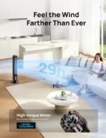 Dreo Tower Fan for Bedroom, 90° Oscillating Standing Fans for Room with 4 Speeds, 3 Modes, 28dB Quiet for Sleep, 25ft/s Velocity, 8H Timer, Remote, Living Room, Office, Home, Black, TF117 - Image 4