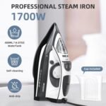 Steam Iron for Clothes 20s Fast Heat-up,1700W Iron with 14.07oz Large Water Tank,Non-Stick Ceramic Soleplate, Anti-Drip, Auto-Off, Burst Steam, Self-Cleaning, Ironing Clothes for Home, Grey - Image 5