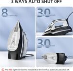 Steam Iron for Clothes 20s Fast Heat-up,1700W Iron with 14.07oz Large Water Tank,Non-Stick Ceramic Soleplate, Anti-Drip, Auto-Off, Burst Steam, Self-Cleaning, Ironing Clothes for Home, Grey - Image 6