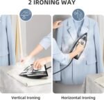 Steam Iron for Clothes 20s Fast Heat-up,1700W Iron with 14.07oz Large Water Tank,Non-Stick Ceramic Soleplate, Anti-Drip, Auto-Off, Burst Steam, Self-Cleaning, Ironing Clothes for Home, Grey - Image 7