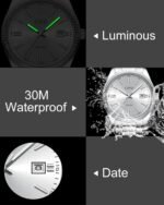 CIVO Analog Mens Watches Silver: Wrist Watches with Date Easy to Read - Dress Stainless Steel Watch for Men Gifts for Husband Father at Birthday Anniversary - Image 4