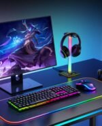 RGB Gaming Headset Stand, LED Headset Holder with 3 Charging Ports (2 USB & 1 Type-C) & 10 Lighting Modes, Headphone Stand Cool Stuff for Boys, Desk PC Gaming Accessories Gifts for Gamers Men Adult - Image 5