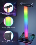 RGB Gaming Headset Stand, LED Headset Holder with 3 Charging Ports (2 USB & 1 Type-C) & 10 Lighting Modes, Headphone Stand Cool Stuff for Boys, Desk PC Gaming Accessories Gifts for Gamers Men Adult - Image 6