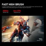 Gawfolk 24.5 Inch PC 200Hz Gaming Monitor, FHD 1080p screen, Built-in speakers,1ms without Bezel, freesync, 99% sRGB, 178 ° Angle View, HDMI、DisplayPort, Compatible with wall mounting 75*75MM - Black - Image 3