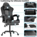 Gaming Chair with Headrest and Lumbar Support, Ergonomic High Back Office Chair, Racing Style Executive Computer Desk Chair, Leather Adjustable Swivel Task Chair for Home Office (Black) - Image 5