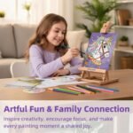 Falling in Art 46 Pcs Acrylic Paint Set with Table Easel, Art Painting Kit with Acrylic Paints, Canvas Panels, Paintbrushes, Canvas Supplies Kit for Kids, Adults, Beginners, and Artists, Purple - Image 3