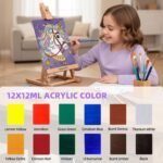 Falling in Art 46 Pcs Acrylic Paint Set with Table Easel, Art Painting Kit with Acrylic Paints, Canvas Panels, Paintbrushes, Canvas Supplies Kit for Kids, Adults, Beginners, and Artists, Purple - Image 7