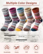 Loritta Wool Socks for Women Warm Winter Socks Knit Crew Calf Hiking Boot Sock Stocking Stuffers Gifts - Image 4