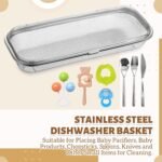 LemonRoad 1 Pack Stainless Steel Dishwasher Basket, Replacement Utensil Mesh Drain for Small Bottle Parts, Pacifiers, and Accessories, Scoops, Forks, Chopsticks Cleaning (Medium) - Image 3