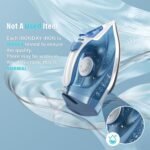 Steam Iron for Clothes Fast Heating, 1200W Iron with Non-Stick Ceramic Soleplate, Self-Cleaning, Burst of Steam, Spray Mist, 7.03oz Water Tank Ironing Clothes for Home, Blue - Image 4