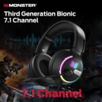 Monster Mission 320 Gaming Headset for PS5, PS4PC,Switch,Noise Cancelling Over Ear Headphones with Mic, LED Light, 7.1 Surround Sound,Gifts - Image 3