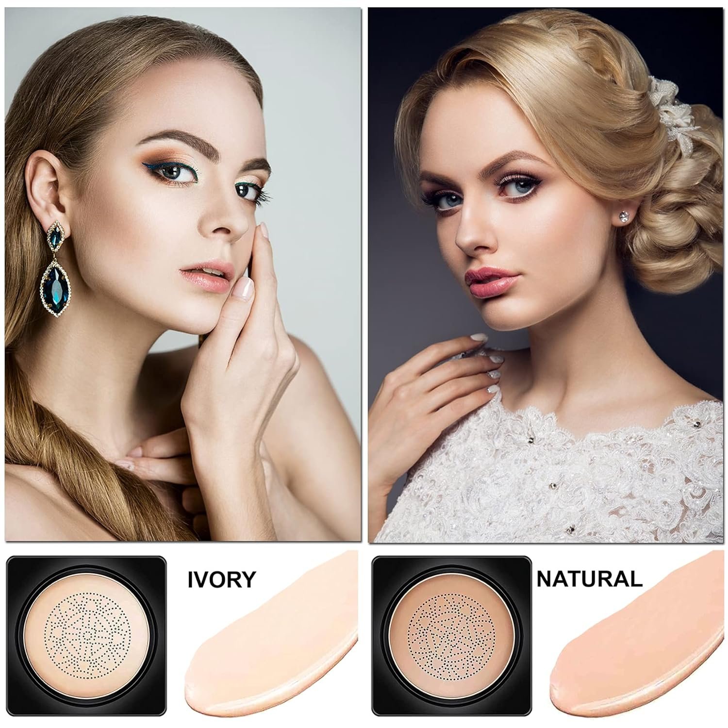 AWCCXMYM Mushroom Head Air Cushion CC Cream Long-Lasting Concealer BB Cream Moisturizing Color Corrector Foundation Makeup Even Skin Tone Liquid Face Makeup (Natural) - Image 3