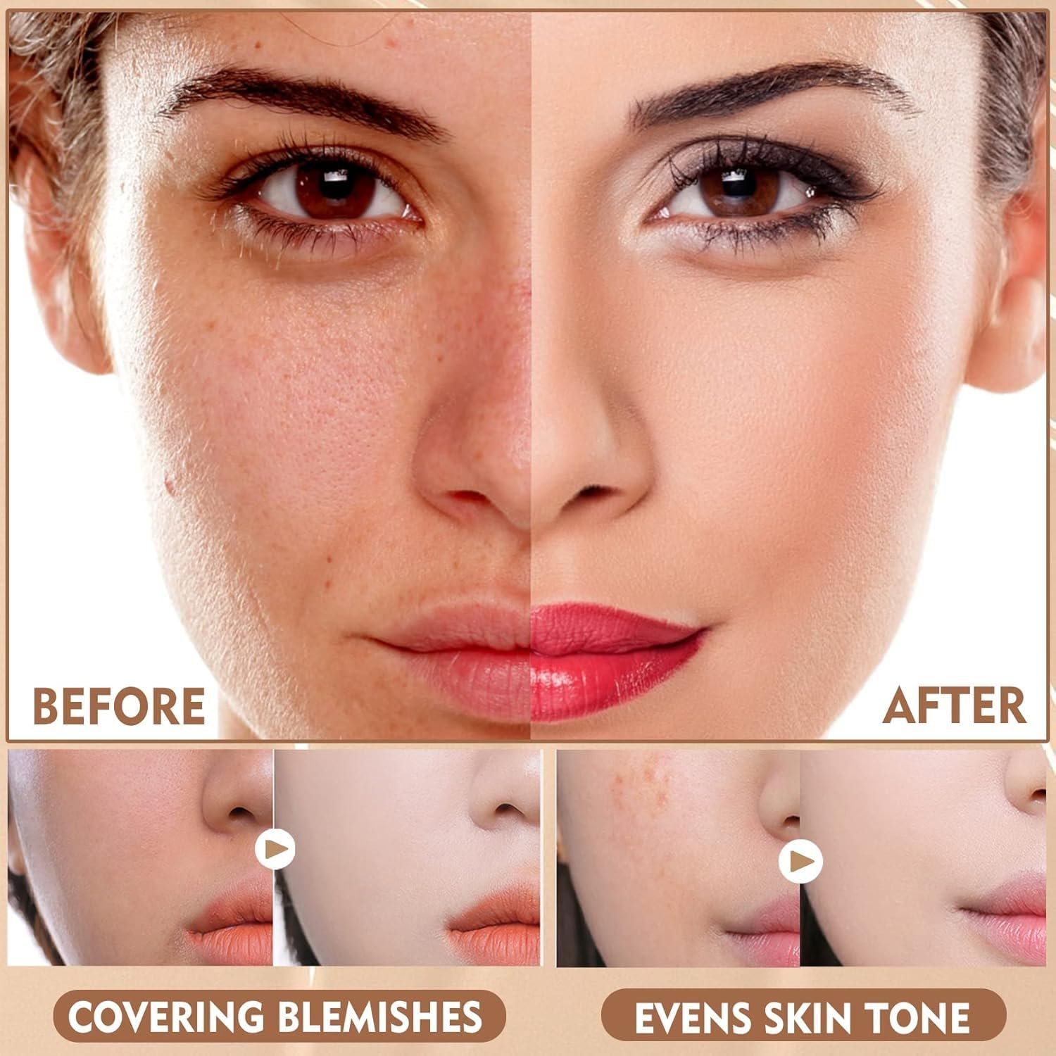 AWCCXMYM Mushroom Head Air Cushion CC Cream Long-Lasting Concealer BB Cream Moisturizing Color Corrector Foundation Makeup Even Skin Tone Liquid Face Makeup (Natural) - Image 8