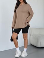 Trendy Queen Oversized Side Slit Tshirts for Women Long Sleeve Workout Tops Fall Fashion Gym Casual Tees Basic Y2K Clothes - Image 6