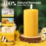 3 Pack Natural Beeswax Pillar Candles,Handmade Pure Beeswax Rolled Candle-60 Hours Long Burning,Honeycomb Bees Wax Candles for Home, Prayer,Dripless Smokeless Unscented Pillar Candle 2x4in - Image 3