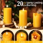 3 Pack Natural Beeswax Pillar Candles,Handmade Pure Beeswax Rolled Candle-60 Hours Long Burning,Honeycomb Bees Wax Candles for Home, Prayer,Dripless Smokeless Unscented Pillar Candle 2x4in - Image 5