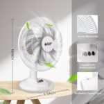 BEYOND BREEZE Oscillating Table Fan Quiet 3-Speed 12-Inch Adjustable Tilt Fan with Safety Grill, Ideal for Home, Office, Dorm - Image 3